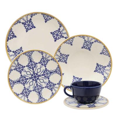 Aparelho Jantar e Chá 30 Pçs Oxford Unni Azulejo Português