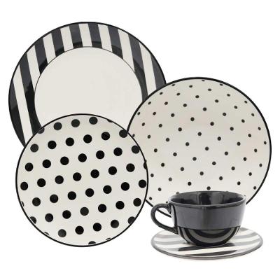 Aparelho de Jantar e Chá 40 Peças Oxford Stripes And Dots - Conjunto