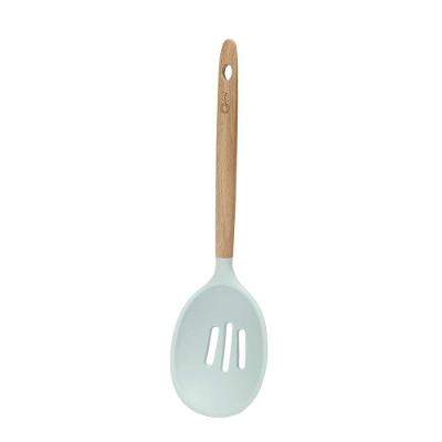 Escumadeira De Silicone Com Cabo De Madeira 32,5 Cm Water Blue