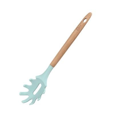 Colher Para Espaguete De Silicone Com Cabo De Madeira 32,5 Cm Water Blue - Oxford