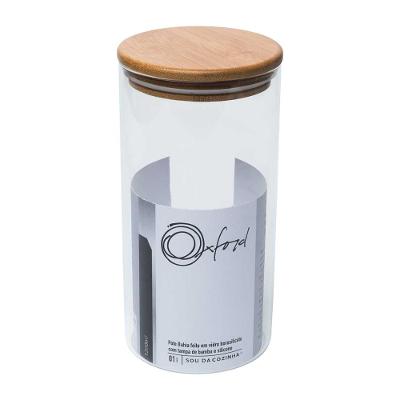 Pote Bahia Em Vidro Borosilicato 1,2 L Com Tampa De Bambu - Oxford