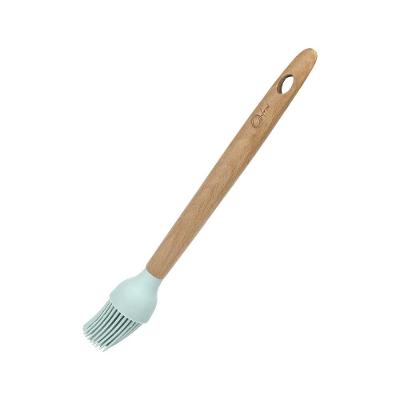 Pincel Culinário De Silicone Redondo Com Cabo De Madeira Water Blue