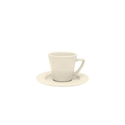 Xícara Grande 220ml Com Pires Oxford Mendi Marfim