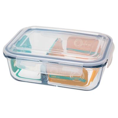 Pote Hermético De Vidro Retangular Com Divisórias 1,3 L - Oxford