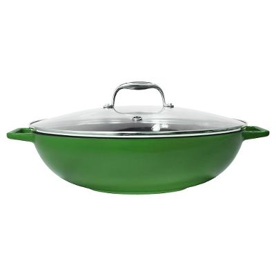 Panela de Ferro Fundido Esmaltado Wok 35 cm Aroma Verde