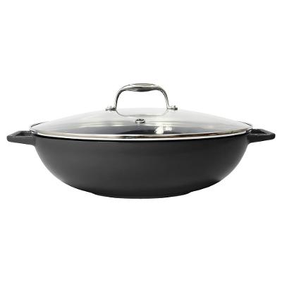 Panela de Ferro Fundido Esmaltado Wok 35 cm Aroma Cinza