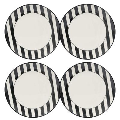 Jogo com 4 Pratos Rasos 26 Cm Oxford Unni Stripes And Dots