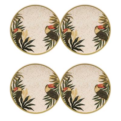 Jogo com 4 Pratos de Sobremesa 20 cm Oxford Unni Tropicano