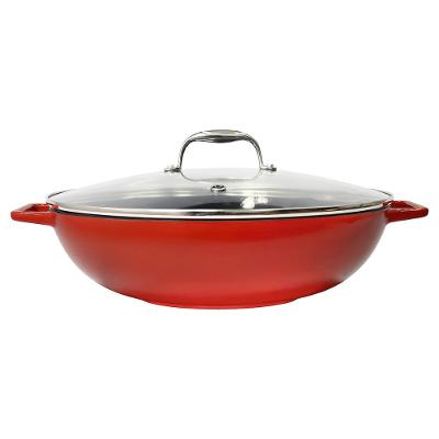 Panela de Ferro Fundido Esmaltado Wok 35 cm Aroma Vermelho