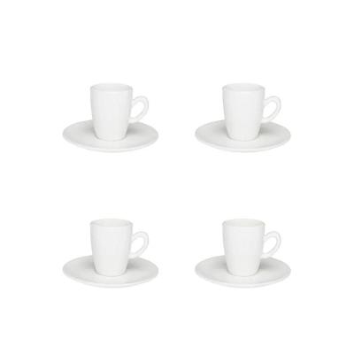 Jogo de 4 Xícaras de Cafezinho Expresso 75ml C/ Pires Branco