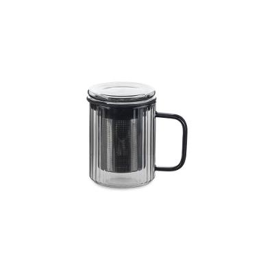 Caneca de Chá em Vidro com Infusor Aço Inox 350ml Fumê