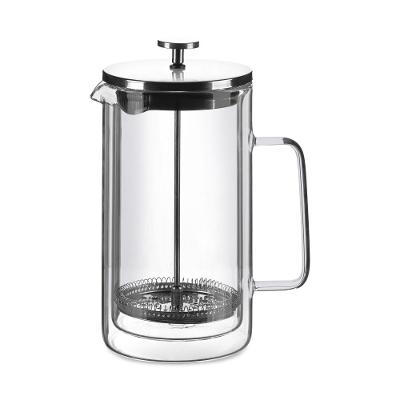 Cafeteira Francesa em Vidro Parede Dupla e Aço Inox 1L Prata