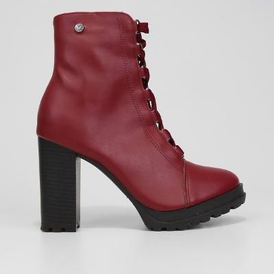Bota Coturno Cano Médio Via Uno Salto Grosso Tratorada Feminina