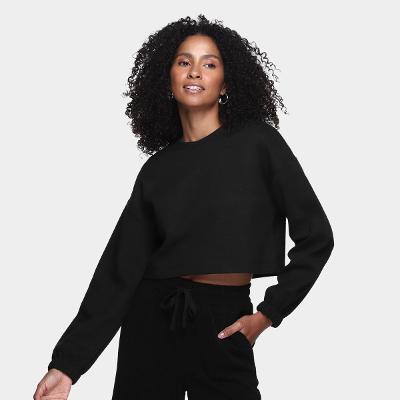 Blusa Dzarm Cropped Manga Longa Feminina