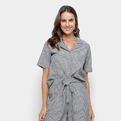 Camisa Manga Curta Malwee Listrada Feminina