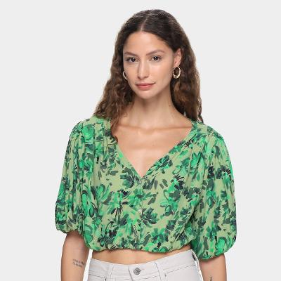 Blusa Colcci Cropped Manga Bufante Feminina