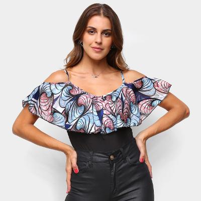Body Top Moda Open Shoulder Floral