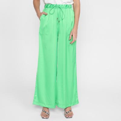Calça Wide Leg Lança Perfume Amarração Feminina