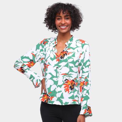 Camisa Road Mel Manga Longa Floral Feminina