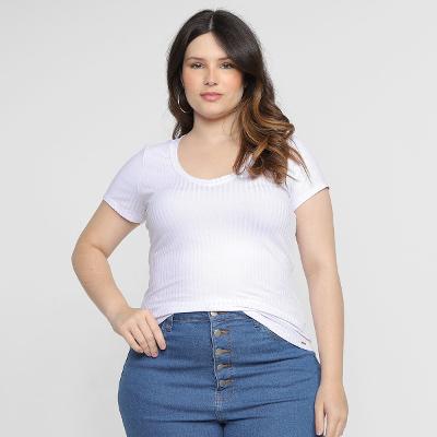 Blusa Lunender Canelada Plus Size  Básica Feminina