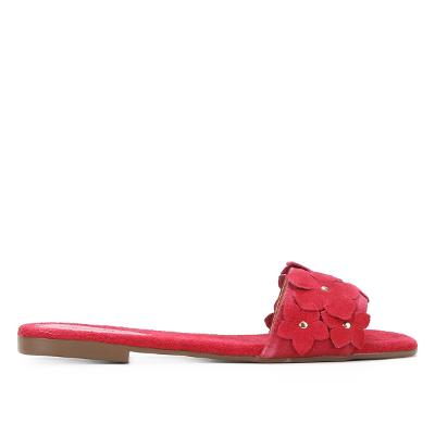 Rasteira Slide Shoestock Camurça Flores