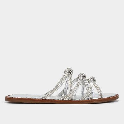 Rasteira Shoestock Metalizada Brilho Tiras
