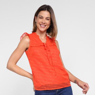 Regata Dom Fashion Decote V Costas Transparente Feminina