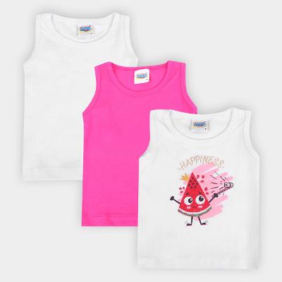 Kit Regata Infantil Duzizo Básica E Estampada 3 Peças Feminina