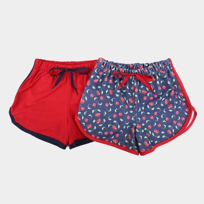 Shorts Candy Kids Feminino Kit Shorts Moletinho KTNS200-VermelhoKTNS200