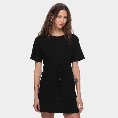 Vestido Animale Jeans com Amarração Feminino