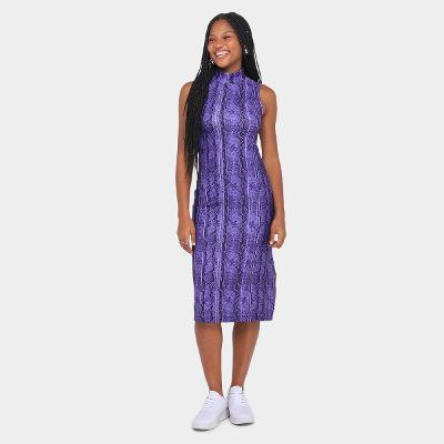 Vestido Midi Morena Rosa Gola Alta Feminino