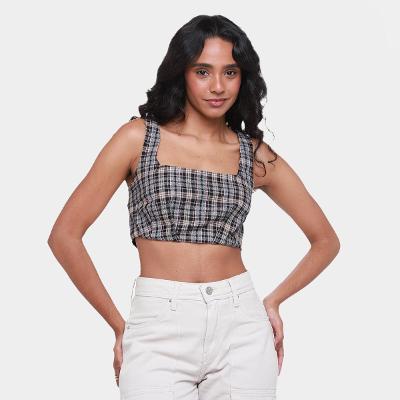 Top Cropped My Favorite Things Xadrez Feminino