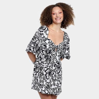 Vestido Curto Farm Laço Frente Doce Caminho