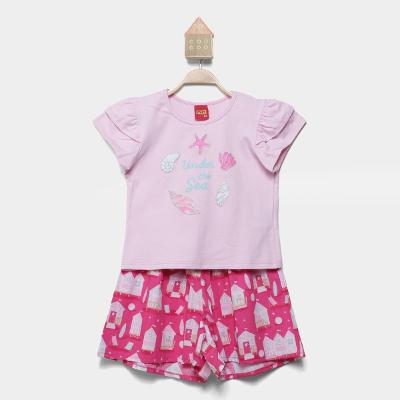 Conjunto Infantil Kyly Mar Camiseta + Short Menina