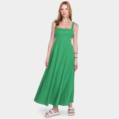 Vestido Longo Farm Recortes Feminino