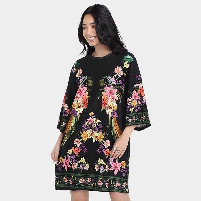 Vestido Farm T-Shirt Big Passáro em Flor