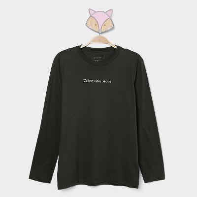 Camiseta Infantil Calvin Klein Manga Longa Menino