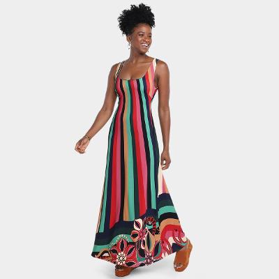 Vestido Farm Listra Onda de Cor Feminino