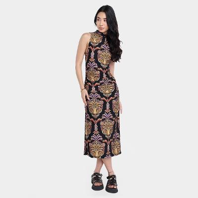 Vestido Farm Midi Pantera Boho Feminino